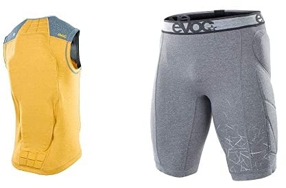 EVOC Protector Vest Men Protektorweste & Crash Pants Fahrradhose, Schutzkleidung (Größe: S, LITESHIELD Plus-Rückenprotektor, atmungsaktive Polsterungen für Hüfte, Becken & Steißbein), Carbon Grau