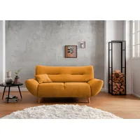 INOSIGN 2-Sitzer Drago elegant und zeitlos, komfortabel, Holzfuß, frei im Raum stellbar, inkl. 1 Zierkissen goldfarben