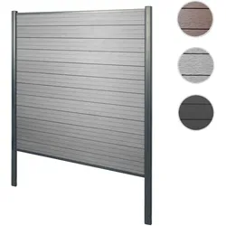 WPC-Sichtschutz Sarthe, Windschutz Zaun, Alu-Pfosten zum Einbetonieren ~ Basiselement, 190cm grau