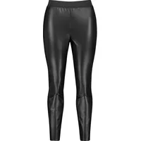 Samoon Damen Leggings in Leder-Optik Lucy unifarben leicht verkürztes Bein Black 52 - 52