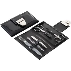 Canal Manikür-Etui aus Lackleder schwarz, 5-teilig