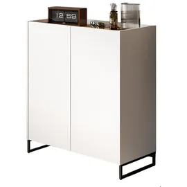 inn.furn Schuhschrank 90 x 97 x 38 cm 4 Fächer / weiß / Eiche Artisan