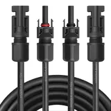 NAUC Solar Verlängerungskabel für Solarpanel - Solarstecker Solarkabel für Solarmodule - Photovoltaik-Stecker - Kabel 4 mm2 / 6 mm2 - TÜV, Kabelquerschnitt:4mm2, Länge:2X 25m incl. Stecker