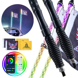 VEVOR 2 Stück Peitschenlicht mit Federbasis, LED-Peitschenlicht mit APP und Fernbedienung, Wasserdichte 360°-Spiral-RGB-Verfolgungslichtpeitsche mit 2 Flaggen, 914,4 mm LED Peitsche Licht UTVs, ATVs
