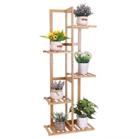 Medla Blumenregal aus Bambus, Blumentreppe 6 Ablagen, stehendes Pflanzenregal Gartenregal, für Wohnzimmer Balkon Garten Indoor Outdoor, 40x20x102cm ...