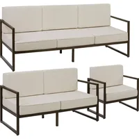 Tectake Garten-Loungeset für 6 Personen, Dicke der Sitzpolster 14