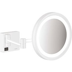 hansgrohe AddStoris Rasierspiegel 41790700 mit LED Leuchte, Wandmontage, mattweiß