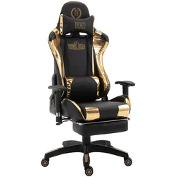 TPFLiving Racing Bürostuhl Turbine mit Fußablage glanz Schwarz/Blau
