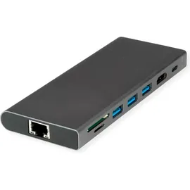 Value USB-C Dock HDMI+GbE+3xA+1xC+ 1xTF/SD+1xC PD 1x Audio 4K - Audio/Multimedia - Dig (USB-C, Dockingstation + USB Hub, Schwarz,