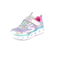 SKECHERS Mädchen Galaxy Lights Sneaker, Silver Durapatent Multi Textile Trim, 30