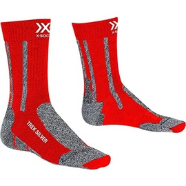 X-Socks Silver Socks, Crimson Red/Dolomite Grey, 35-38
