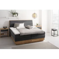 Boxspringbett OTTO PRODUCTS "Jenna", grau (ferro), B:204cm L:216cm, Komplettbetten, Boxspringbett, ohne LED-Beleuchtung, mit zertifizierten, recycelten Bezugsstoffen