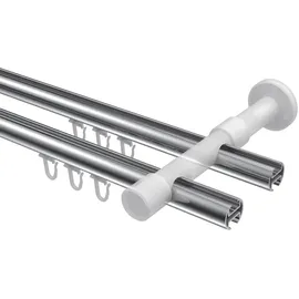Interdeco GARDINENSTANGE INNENLAUF Prestige Mavell 300 cm (geteilt in 3 x 100 cm), 2-läufig, 20 mm Ø Chrom