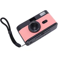 Acouto Filmkamera, Wiederverwendbare 35-mm-Retrokamera mit 28-mm-F8-Objektiv und Blitz, für Dokumentarfotografie und Kulturfotografie (Schwarz Rosa)