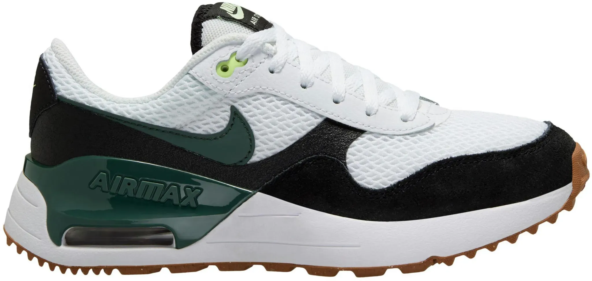 Nike AIR MAX SYSTM GS Sneaker Kinder in white-vintage green-black-barely volt, Größe 37 1/2 - weiß