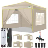 COBIZI Pavillon 3x3m FaltPavillon 3x3 Wasserdicht Stabil Winterfest mit 4 Seitenwände 3.0 Pop Up Pavillon UV-Schutz 50+ Partyzelt Gartenpavillon für Strand Hochzeit Camping(Khaki)