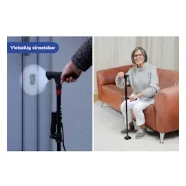 Maximex Multifunktionaler Gehstock mit LED-Licht und Aufstehhilfe schwarz