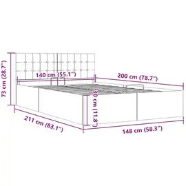 vidaXL Stauraumbett hydraulisch 140 x 200 cm taupe