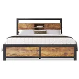 MC Star Bett Metallbett Jugendbetten Doppelbett (Stauraum-Kopfteil und Metall Lattenrost, Kinderbett Metall Bettgestell Bettrahmen Für Erwachsene, Kinder, Jugendliche) 140 cm