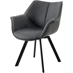 riess-ambiente Stuhl THE DUTCH RETRO - antik grau Microfaser mit Armlehnen Modern Design drehbar
