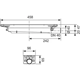 TECE drainprofile Ablauf flach, Auslauf seitlich, 673001