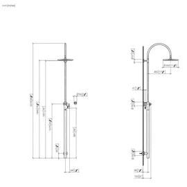 Dornbracht Duschstele mit Brause-Einhandbatterie, ohne Handbrause, Kopfbrause 300mm, 26024661-93, Farbe: Chrom gebürstet
