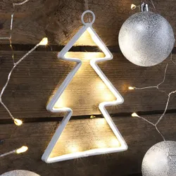 LED Weihnachtsbaum - Fensterleuchter - 15 neutralweiße LED - Batteriebetrieb - I...