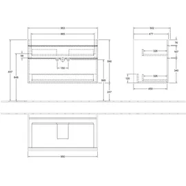 Villeroy & Boch Waschtischunterschrank 2 Auszüge 95,3 x 59 x 50,2 cm Weiß