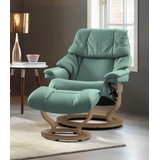 Stressless Relaxsessel STRESSLESS Reno Sessel Gr. Leder PALOMA, Classic Base Eiche-S, Relaxfunktion-Drehfunktion-PlusTMSystem-Gleitsystem, B/H/T: 75 cm x 96 cm x 75 cm, grün (aqua green paloma) Lesesessel und Relaxsessel