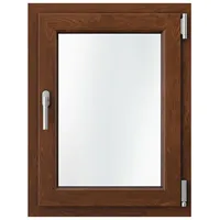 Kunststofffenster Holzoptik, Kömmerling 70 AD, Nussbaum Dekor, 650 x 850 mm, 2-fach Verglasung, individuell online konfigurieren