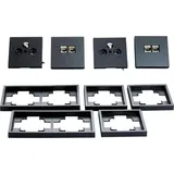 McPower Schalter und Steckdosen Set McPower Shallow Multimedia 18-teilig, anthrazit