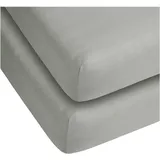 ASPERO Spannbettlaken Baumwolle-Jersey 140 x 200 cm grau 2 St.