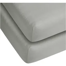 ASPERO Spannbettlaken Baumwolle-Jersey 140 x 200 cm grau 2 St.