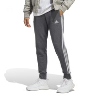 Adidas Essentials French Terry Tapered Cuff 3-Streifen Hose dark grey heather/white Gr. S