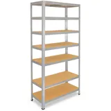 shelfplaza Schwerlastregal Stahl 180x90x23 cm Silber 7 Böden 125 kg Traglast pro Boden