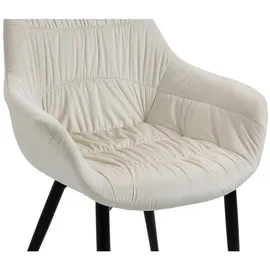 SalesFever Essgruppe, 5 tlg. 160 x 85 cm | Bezug Samt creme Gestell schwarz Tisch Naturfarben | 370018