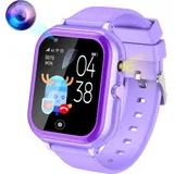 (Lila) T29 4G Kinder-Smartwatch mit Full-HD-Touchscreen-Videoanruf, WiFi-GPS-Standort-Tracker Kindertelefonuhr für Kinder - Lila