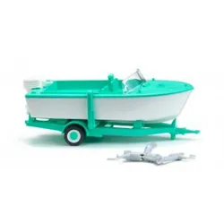 Motorboot auf Anhänger Modell von WIKING 1:87
