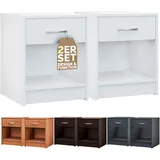 CASARIA Casaria® Nachttisch 2er Set mit Schublade Weiß