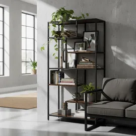 Relaxdays Bücherregal 180 x 80 x 30 cm Braun/Schwarz