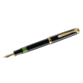 Pelikan Souverän M800 Schwarz, 18K Bicolor-Goldfeder M, Kolbenfüller mit Edelharz-Gehäuse