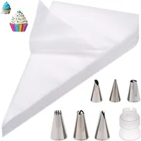 Kowyko Einwegspritzbeutel,Spritztüte Set 100 Stück Piping Bags+6 Spritztüllen+1 Kuchen