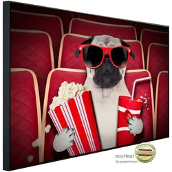 PAPERMOON Infrarotheizung "Hund im Kino", bunt (kunstmotiv im aluminiumrahmen), B/H/T: 60cm x 60cm x 3cm, 350 W, Heizkörper, sehr angenehme Strahlungswärme