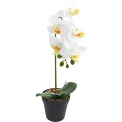 K ̧nstliche Orchidee Weiss im Topf Hˆhe 40 cm Kunstblume Pflanze