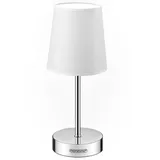 monzana Nachttischlampe 32cm Stoffschirm E14 Chrom 15W Wohnzimmer Schlafzimmer Lampe Leuchte Tischlampe Nachttischleuchte