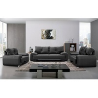 Beautysofa Big-Sofa Polstergarnitur Omega Set 3+2+1 Sofa Wohnzimmer Sofagarnitur 3-tlg Couch schwarz