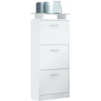 Vladon Schuhschrank, Weiß, Holzwerkstoff, 46x128x23 cm, Garderobe, Schuhaufbewahrung, Schuhkipper