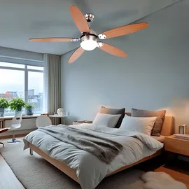 GLOBO Lighting - LED Deckenventilator mit Beleuchtung Deckenventilator mit Zugschalter, Sommer Winter, Flügel wendbar braun graphit 3 Stufen, 1x E14