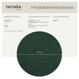 Tectake Kurzflorteppich Soft Zone Ø grün, Ø 120 cm