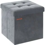 Songmics Sitzbank mit Stauraum, klappbare Sitztruhe, Fußbank, 38 x 38 x 38 cm, bis 300 kg belastbar, schiefergrau - Grau
